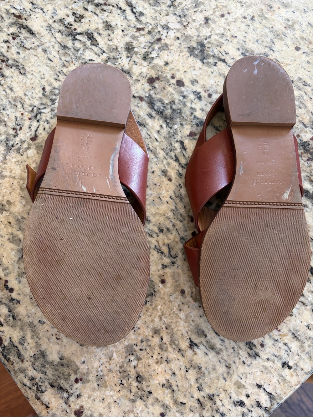 Sezane Brown Leather Cross-Strap Slingback Sandals - Picture 6 of 8